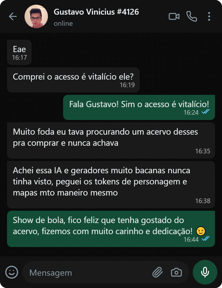 Gustavo Vinicius elogia o acervo, a IA, os geradores, os tokens e os mapas.